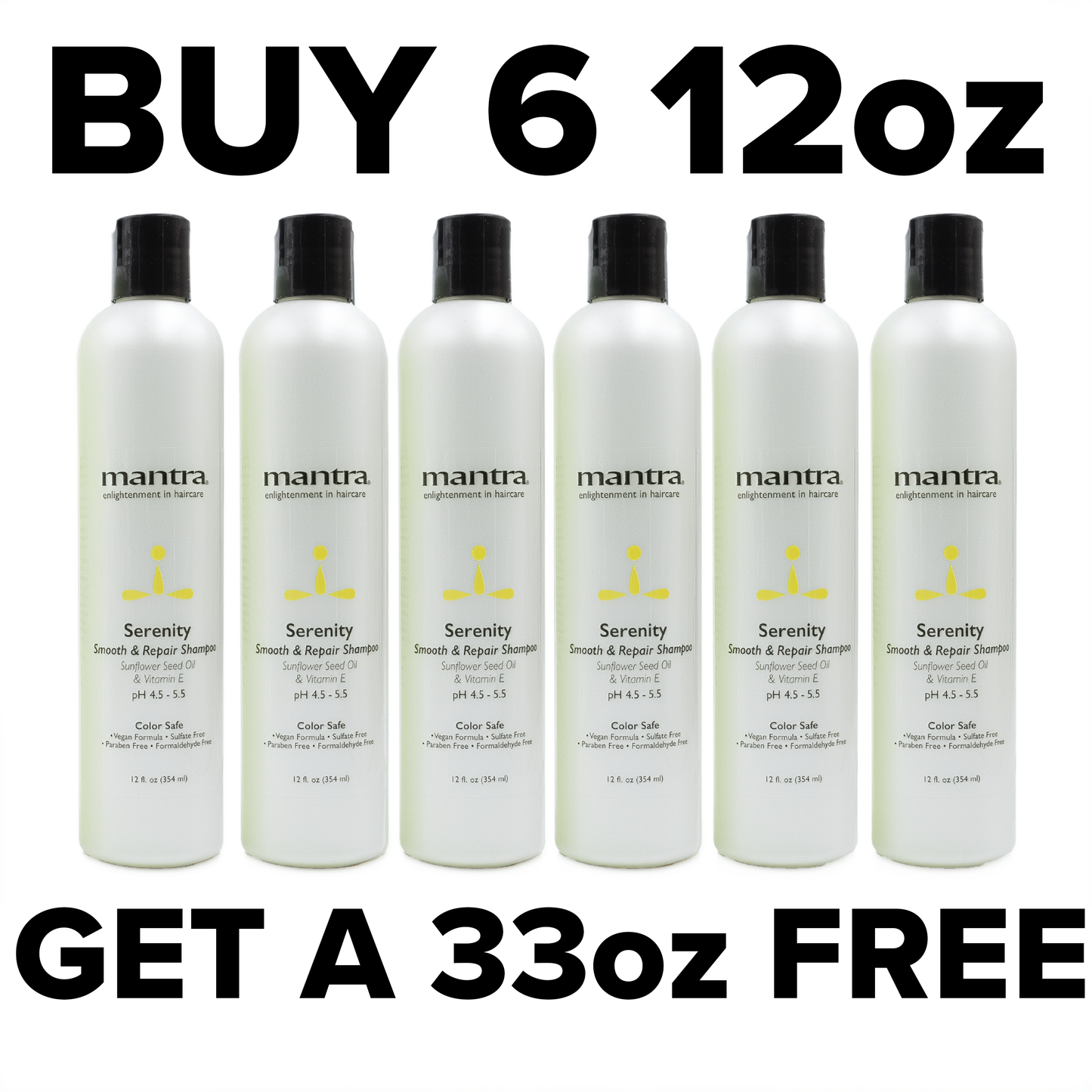 Mantra Serenity Color Safe Moisturizing Shampoo - Buy 6 12oz, get a 33oz FREE!