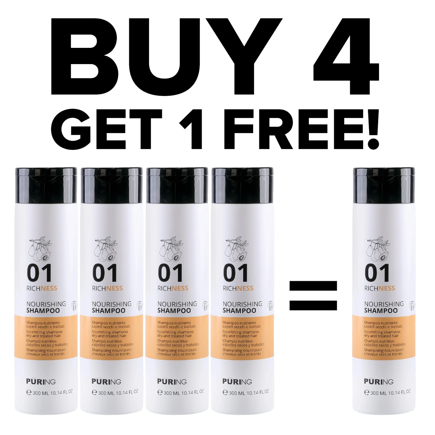 Tutto/Puring Richness - Nourishing Shampoo - Buy 4 Get 1 FREE!